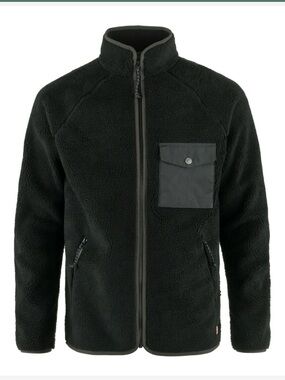 Fjallraven Vardag Pile Fleece Black Jacket with Logo Tag